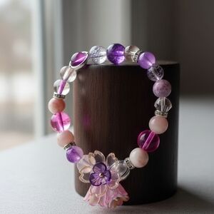 Elegant Purple and Pink Beaded Bracelet